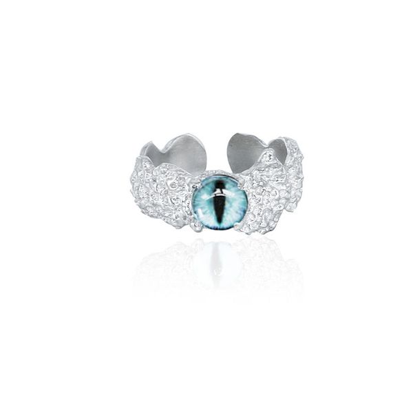 

engagement rings couple rings cat pupil ring female students design personality cool wind advanced sensory finger opening adjustable ins met, Silver