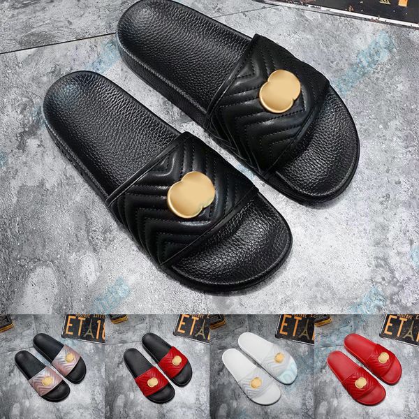 

luxury woman designer sandal slide mens dress shoe platform slipper letter classic lambskins leather double g flat with box fast shipping ea, Black