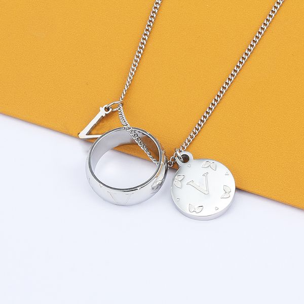 

personalized couple ring pendant necklace, 925 silver triple necklace for men and women valentine's day gift