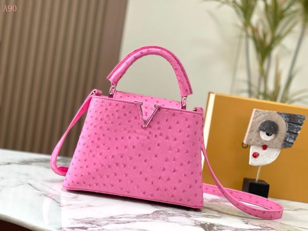 

5aa quality genuine leather new fashion famous designer pink shoulder bag leather gold color bags cross body pure color female women tote ba