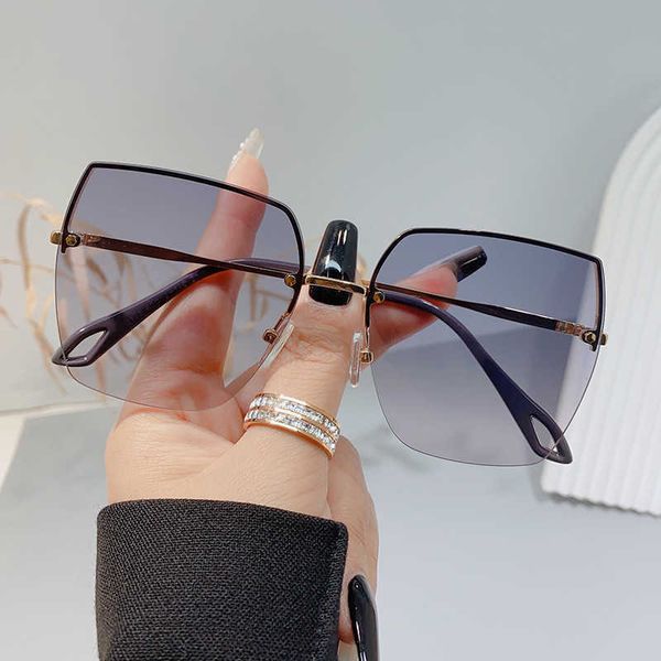 

fashion half-frame sunglasses 2023 new polarized sunglasses women's large frame trend outdoor glasses, White;black