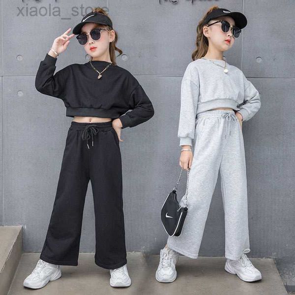 

clothing sets girls clothing sets spring and autumn kids long sleeve wide guards leg pants 2pcs sets sports casual suits loungewear, White