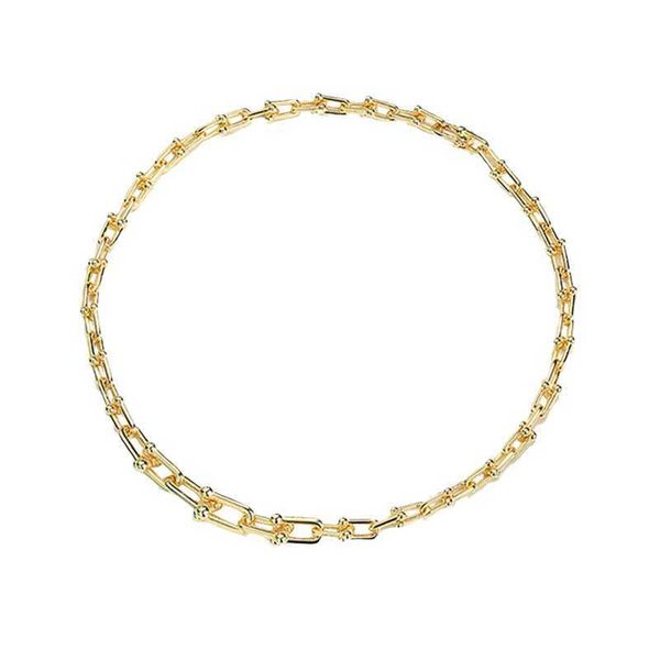 

designerswde~925 sterling silver tiffny hardwear series horseshoe u-shaped gradient ring buckle necklace collar chain female
