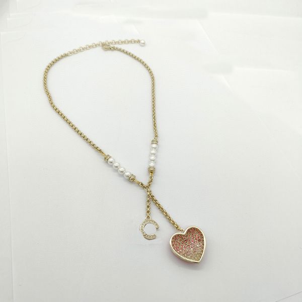 

2023 luxury quality charm pendant necklace with diamond and heart shape design drop earring nature shell beads have box stamp ps7897a, Golden