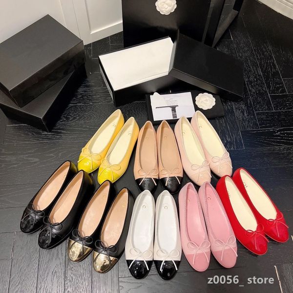 

france paris ballet flats classic shoes women 2023 leather tweed cloth two color splice bow ballet shoe tory fashion flats women luxury desi, Black