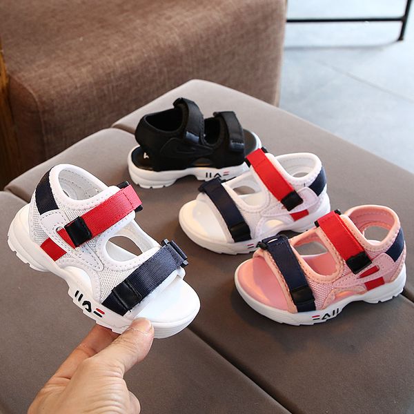 

sandals summer soft bottom non-slip boys sports sandals leisure girls shoes fashion flat baby toddler beach shoes 230425, Black;red