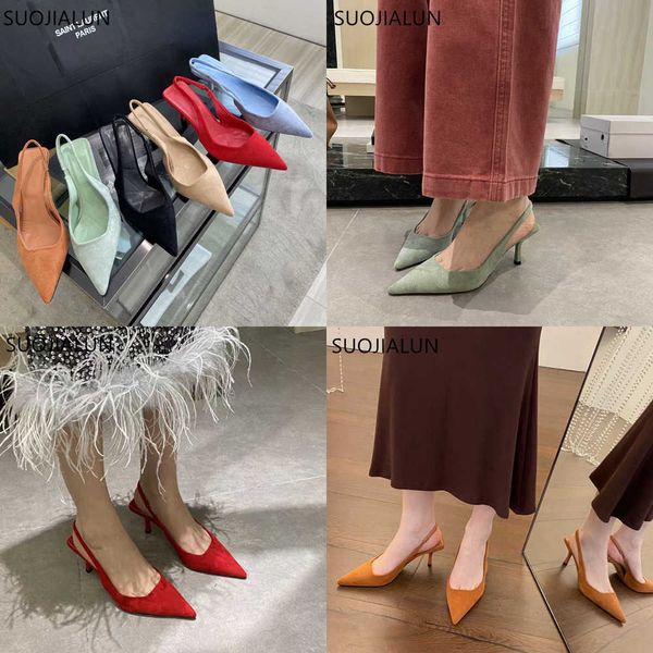 

sandals spring new brand poined toe women sandal fashion thin high heel ladies elegant dress pumps shoes female slingback mule 230316, Black