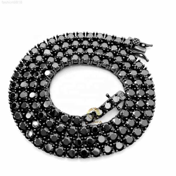 

3mm tennis necklace black moissanite, Silver
