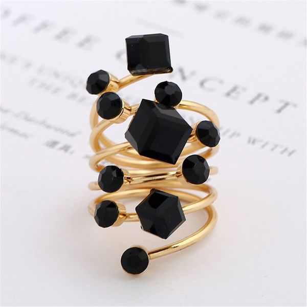 

cluster rings trendy oversize multi stone for women lady irregular crystal charm open ring korean gothic party jewelry 230424, Golden;silver