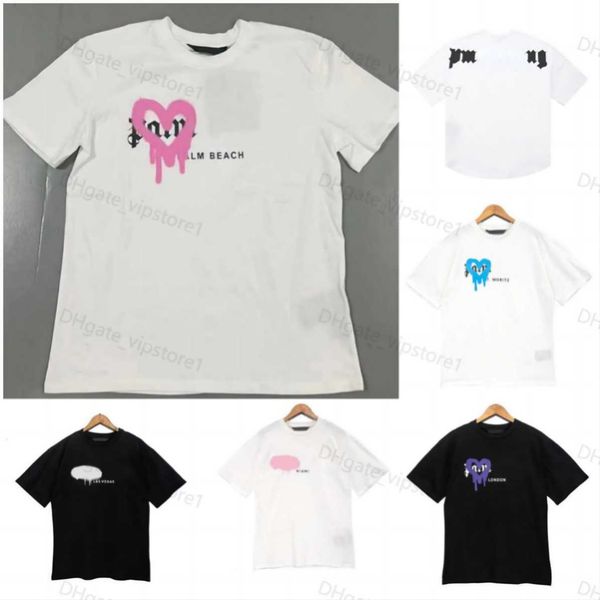 

23ss men's tshirts t shirt palms palmangel city designer limited inkjet graffiti letter printing men's women's sailboat short, White;black