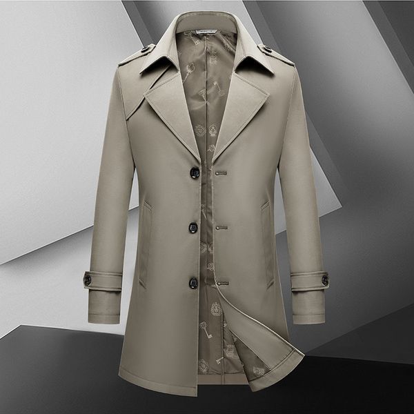 

men's trench coats blazer british style elegant fashion work party senior simple business gentleman's suit extended jacket 230424, Tan;black