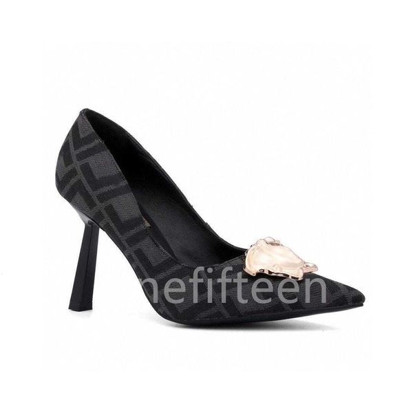 

sandals and high heels women shoes f embroidery heels classic luxury designer slide women sandal pointed, Black