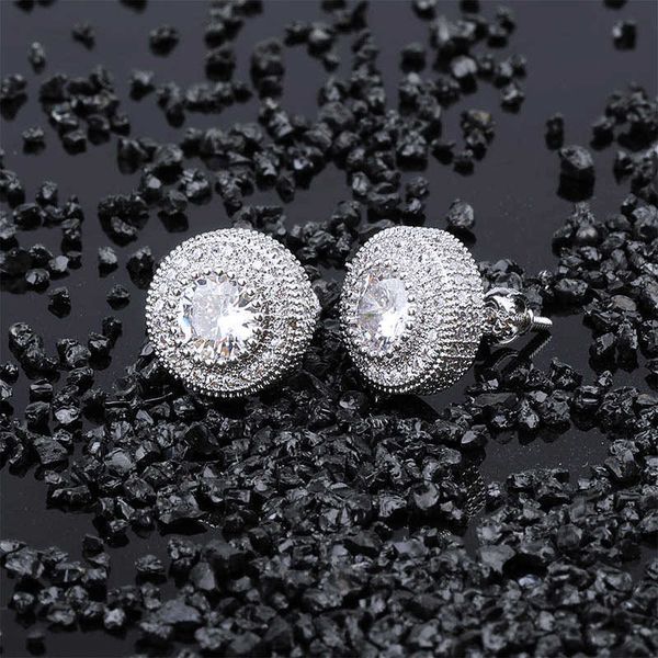 

wedding rings luster jewelry dazzling fashion moissanite diamond hip hop style round cut s925 earrings for men, Slivery;golden