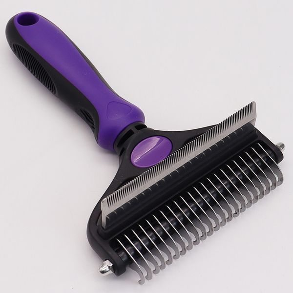 

pet grooming brush 2 in 1 deshedding tool undercoat rake dematting comb for mats tangles removing short to long hair of medium large dogs an