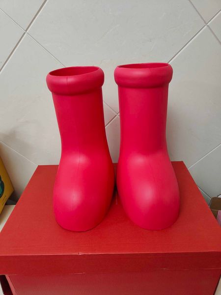 

astro boy's same rubber boots women's 2023 new personalized racquet thick soles high toe waterproof rain shoes damp shoes, Black