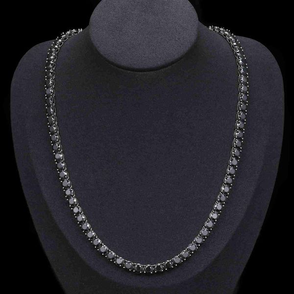 

new trendy custom 5mm 925 sterling silver black vvs moissanite diamond clustered tennis chain necklace for men women