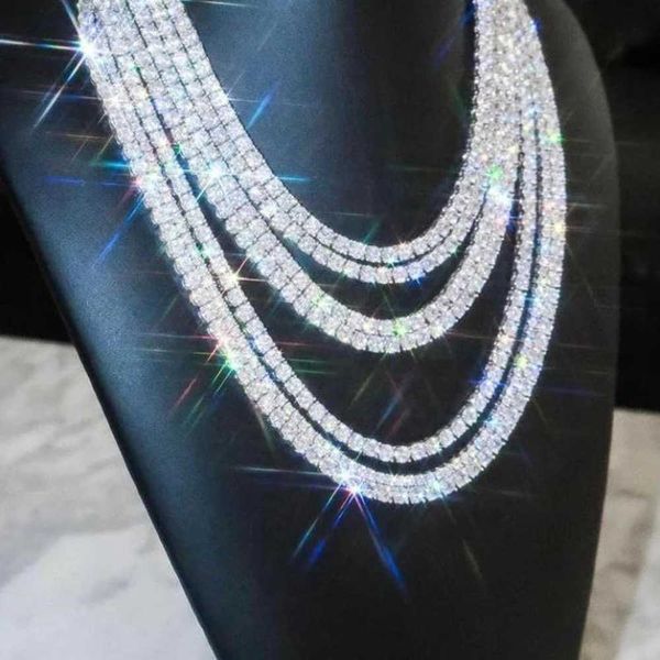 

925 silver sparkling vvs moissanite tennis chain 2mm/3mm/4mm/5mm diamond moissanite iced out tennis chain necklace