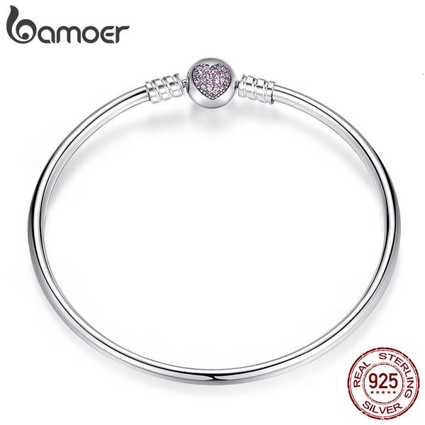 

charm bracelets 925 sterling silver snake chain bangle bracelet pave setting cz for women pendant charm bead diy luxury jewelry pas904 23042, Golden;silver