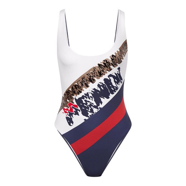 

2022 custom vintage bathing suit printing elastic string strappy women bikini swimsuits designer swimwear one-piece swimsuit