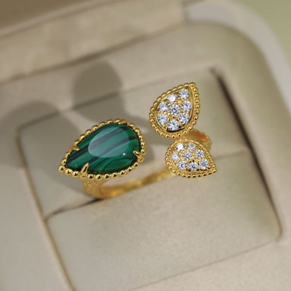 

925 sterling silver natural malachite ring for women charming ring, Golden;silver