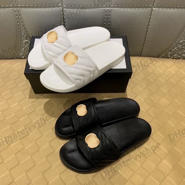 

designer slide womens sandal man luxury outdoor shoe letter lambskins leather double g flat fast shipping leather easy to wear with box slip, Black