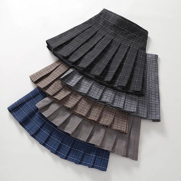 

skirts girls pleated skirt plaid princess party clothes school skirts high waist soft a-line student uniform children clothing 230425, Black