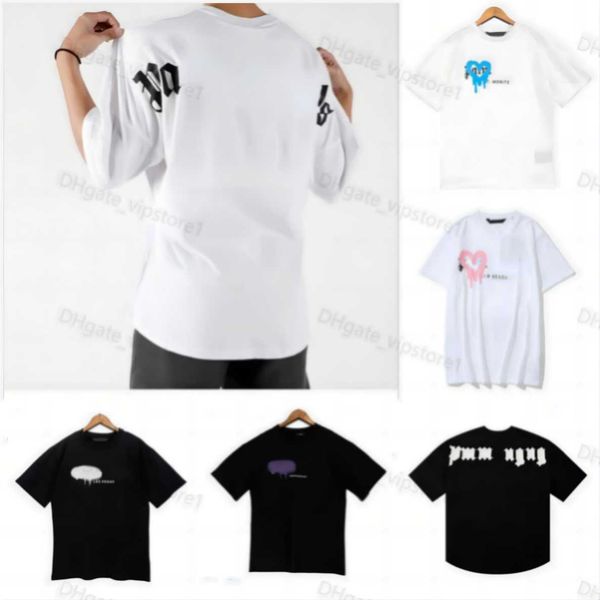 

22ss men's t shirts t shirt palms palmangel city designer limited inkjet graffiti letter printing men's women's sailboat shor, White;black