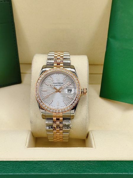 

men's automatic mechanical watches 36mm 41mm fashion diamond bezel stainless steel womens wristwatches couples style waterproof man wat, Slivery;golden