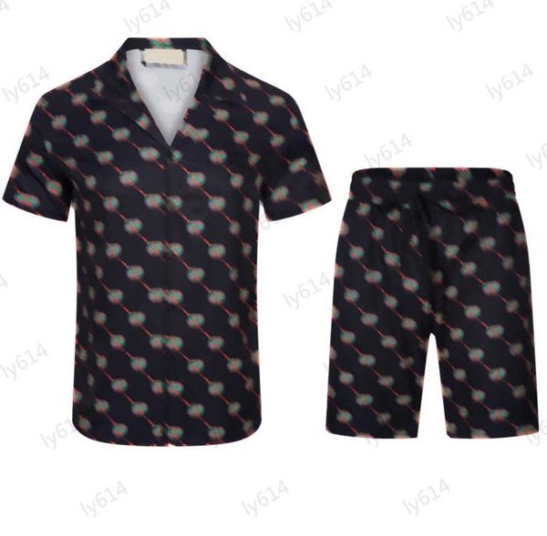 

luxury tracksuits brand classic logo jacquard design lapel short sleeve casual shirts elastic high-waisted comfortable joker sport shorts tr, Gray