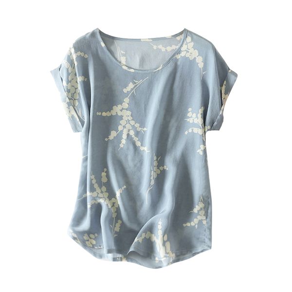 

women's blouses shirt summer silk blouse o neck short sleeve office ol casual natural silk blouses striped real basic summer shirt 230, White