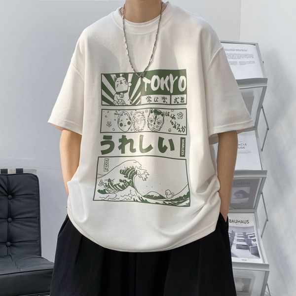 

men's tshirts privathinker anime tokyo men tshirts japanese oversized fashion male casual short sleeve loose summer harajuku tee shirt, White;black