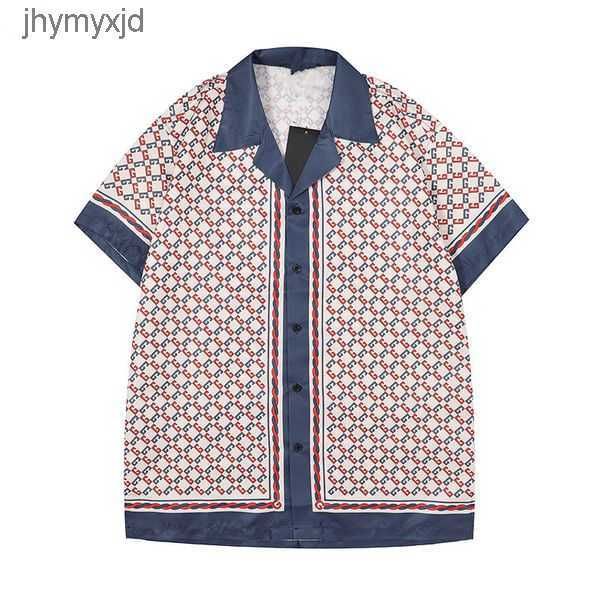 

men designers blouse shirts beash shorts 's camisas de hombre fashion geometric letter print casual short sleeve turn down collar busin, White;black