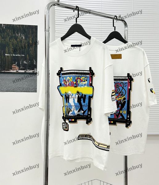 

xinxinbuy men designer tee t shirt 23ss music band letter 1854 print short sleeve cotton women black white blue apricot s-2xl, Black;brown