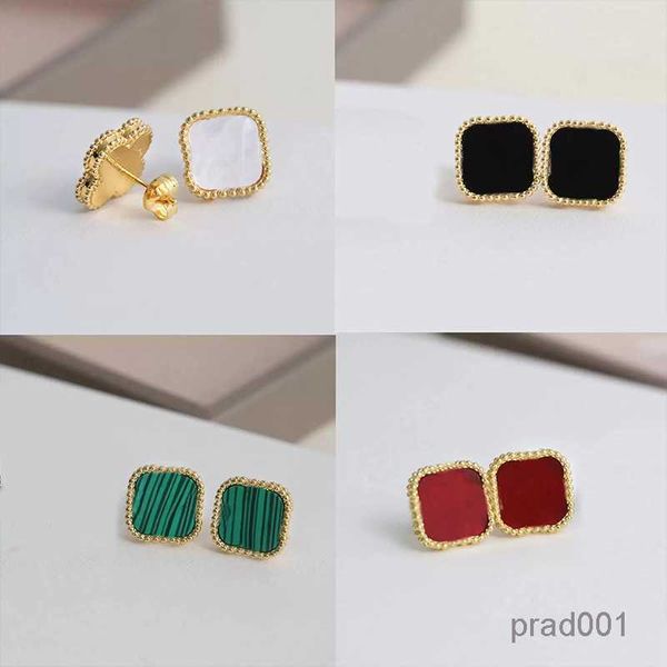 

luxury designer earrings womens 13mm four leaf clover stainless steel charm ears mother of pearl white gold earrings agate women jewelry, Golden;silver