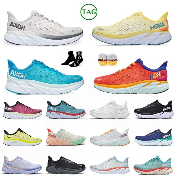 

shock absorption and ventilation hokas shoes platform hoka one one bondi clifton 8 athletic running shoe classia white black women mens trai, White;red