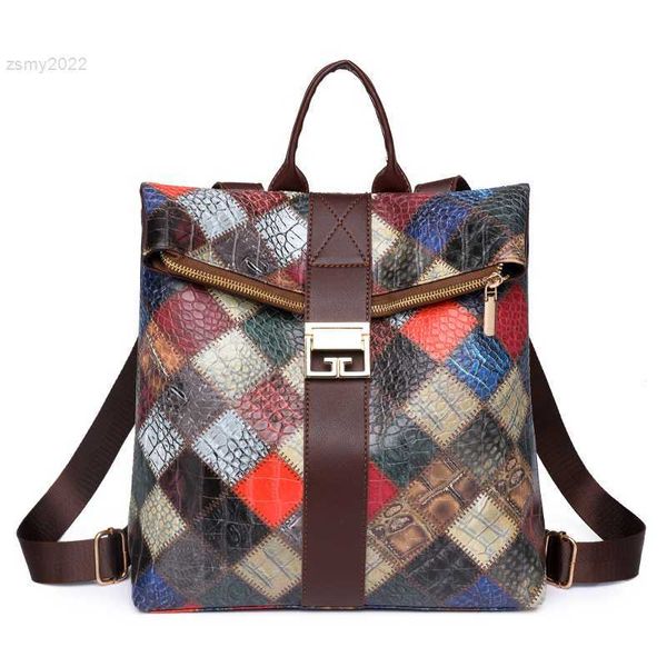 

totes fashion national style splicing backpack for women luxury brand handbag retro shoulder bag designer tote bags female backpack