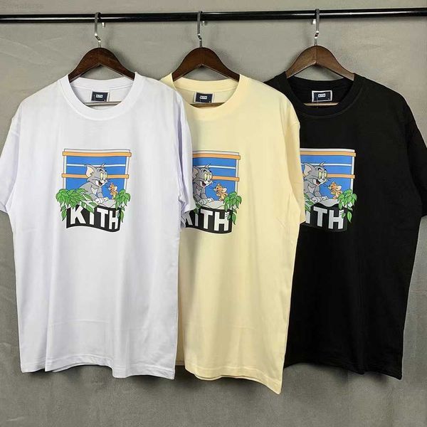 

men's t-shirts kith tom and jerry t-shirt designer men women short sleeves sesame street tee vintage fashion clothes s outwear oversize, White;black