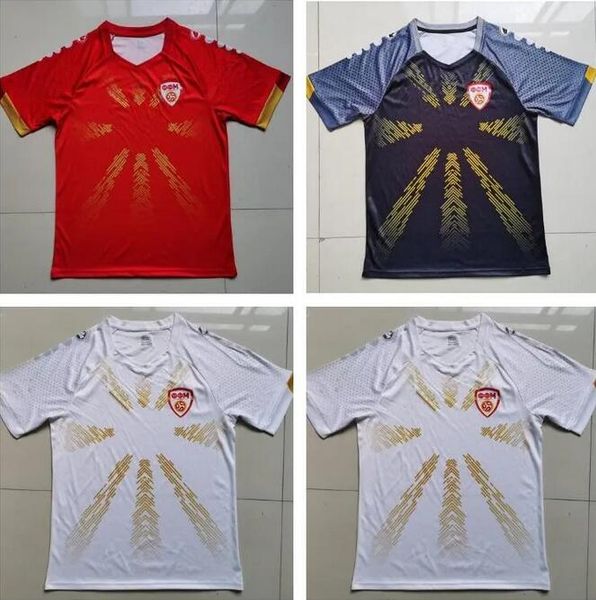 

north macedonia soccer jerseys 2023 2024 alioski pandev jahovic 2021 2022 national team red home and away white third football shirts, Black