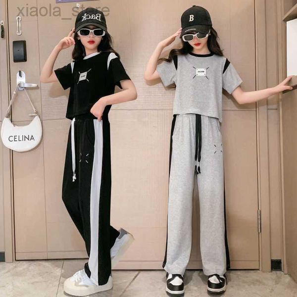 

clothing sets summer girls clothes suits children fashion short sleeve t-shirt + casual sports pants 2pcs sets teenagers children loungewear, White