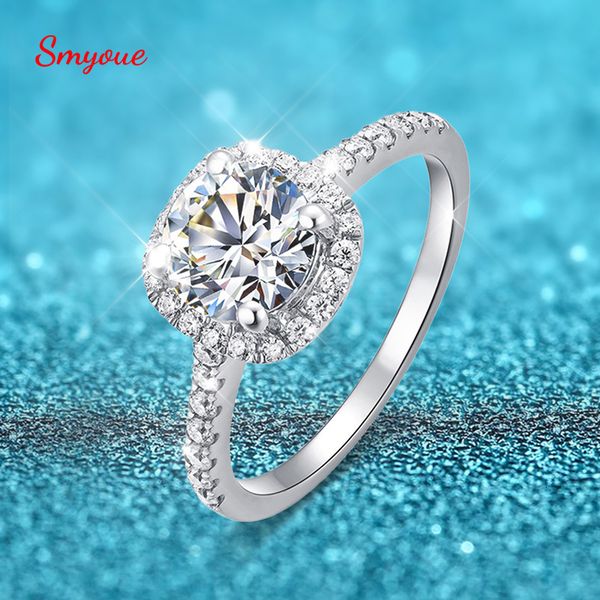 

solitaire ring 100% rings 1ct 2ct 3ct brilliant diamond halo engagement rings for women girls promise gift sterling silver jewelry 230425, Golden;silver