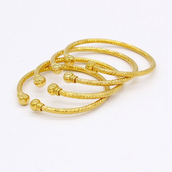 

women cuff bangle bracelet fashion lady plat simple style solid real 18k gold color classic girls present gift 2pcs, Black