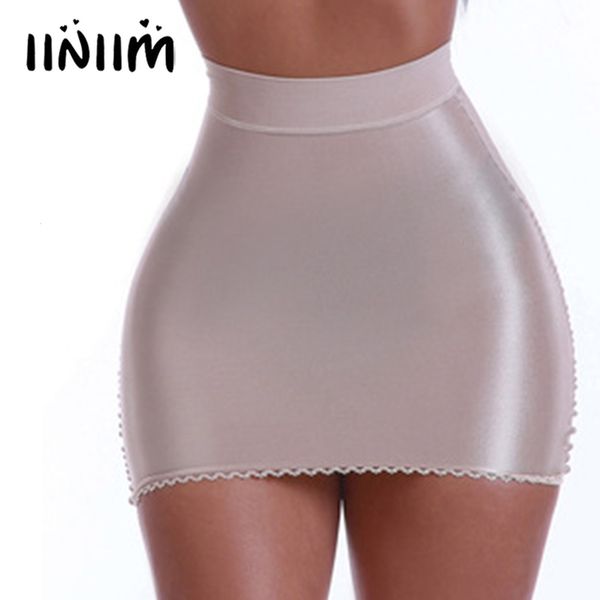 

skirts women's lingerie mini summer glossy bodycon pencil party high waist tight fashion ladies clubwear 230424, Black