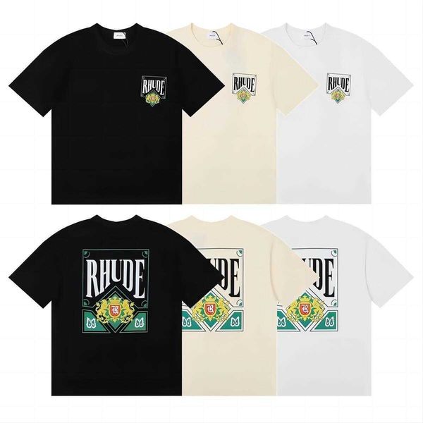 

2023 craftsmanship rhude mens t shirts summer fashion designer tshirts street casual short sleeve beach style tees cotton printing319, White;black
