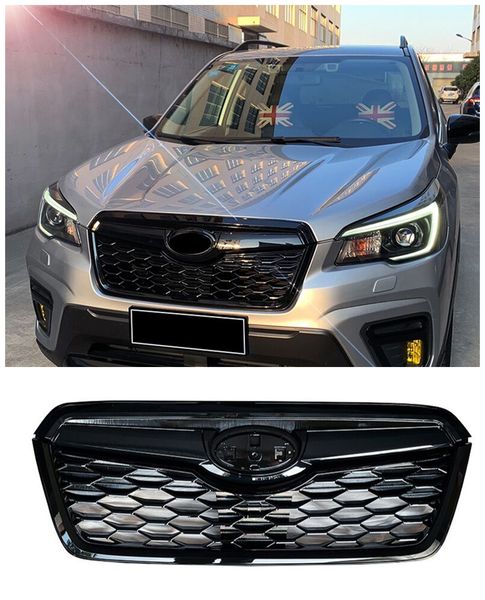 

abs sport x-break style front grill mesh kit upper-lower gloss black for subaru forester 2019-2021 upper bumper grille grills