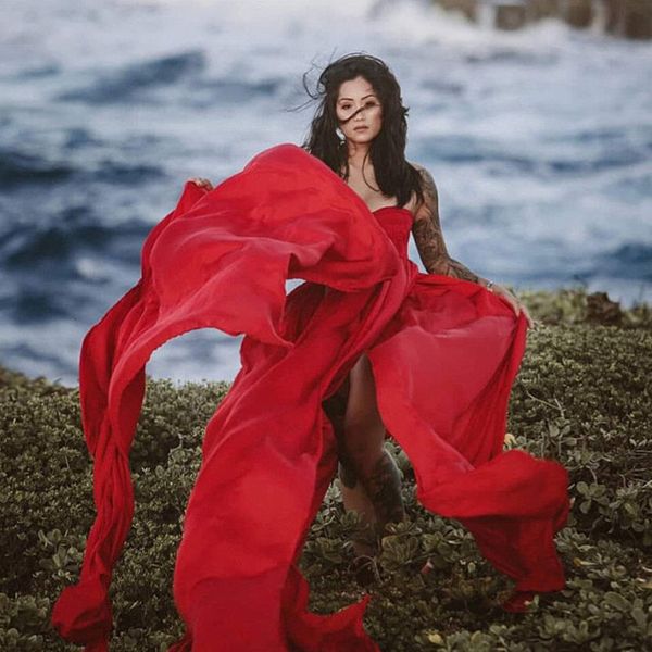 

maternity dresses chiffon long train pography props outfit slit front stretchy offtheshoulder pregnancy po shoot dress 230424, White