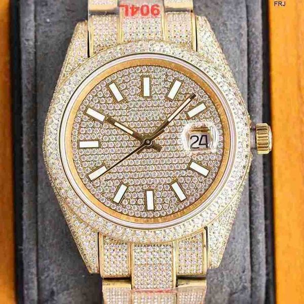 

rolax watch diamond full mens automatic mechanical es 40mm lady wristwatch made of 904l stainless steel montre de luxe frj, Slivery;golden