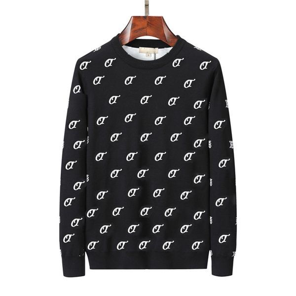 

men's trend designer sweater fashion men's casual round long-sleeved sweater men's spring and autumn alphabet print sweater, White;black