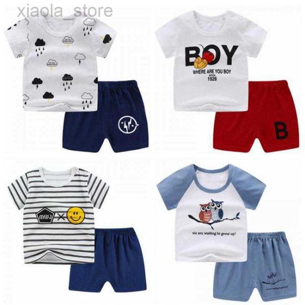 

clothing sets baby summer children's clothing set t-shirt and short for boys and girls 2 piece cotton casual clothing, White