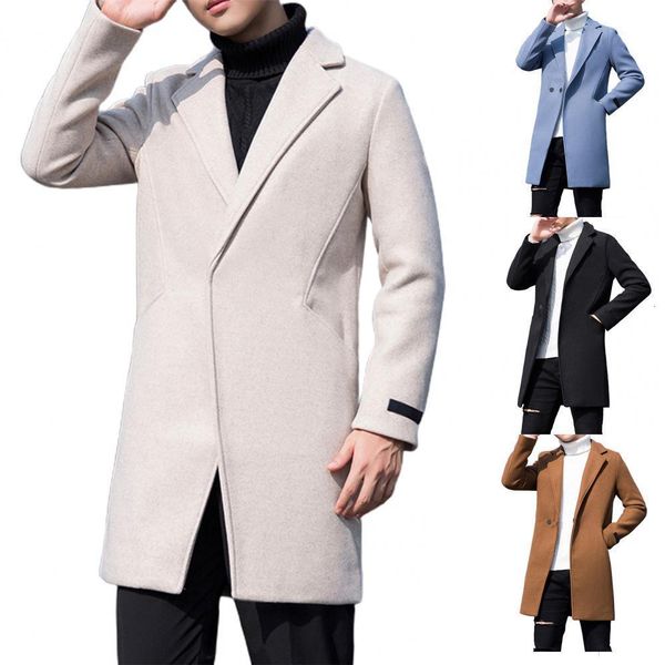 

men's trench coats winter men thick autumn slim single korean button wear windbreaker for style daily 230424, Tan;black