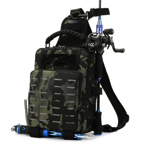

outdoor bags outdoor tactical fishing bag laser molle men camouflage messenger chest sling shoulder bag fish rod bags xa81b j230424